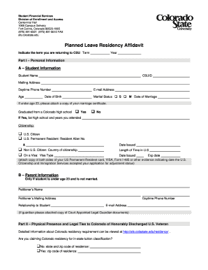 Planned Leave Residency Affidavit