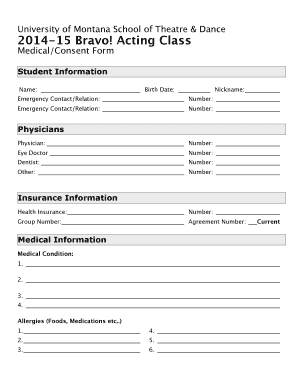 BRAVO MEDICAL RELEASE Form-1 - University of Montana - umt