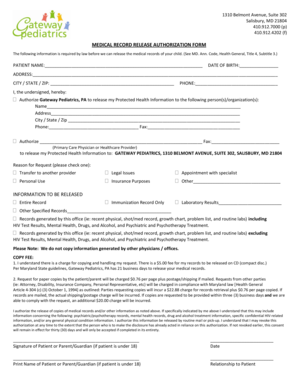 Medical Record Release Authorization Form