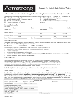 Request for Out-of-State Tuition Waiver