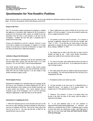 Standard Form 85 Questionnaire for Non-Sensitive Positions
