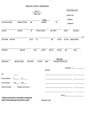 CCISD Employee Registration and Payroll Forms