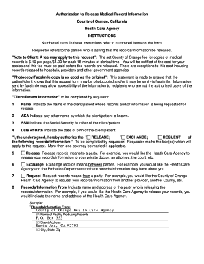 Authorization to Release Medical Record Information