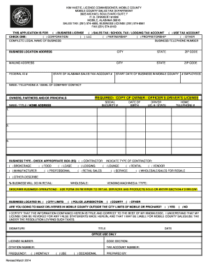 Mobile County Business License Application