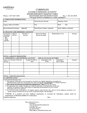 Flexible Spending Account Reimbursement Request Form