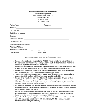 Physician Services Lien Agreement