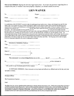 Lien Waiver Form