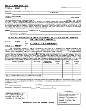 Final Waiver of Lien