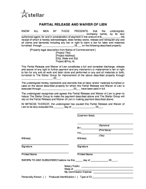 Partial Release and Waiver of Lien