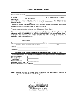 Partial Conditional Waiver