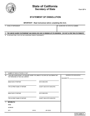 California Statement of Dissolution Form GP-4