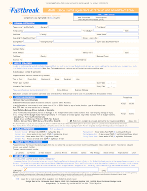 Master Global Rental Agreement Application