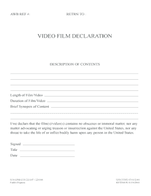 Video Film Declaration Form