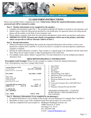 Commercial Prescription Drug Claim Form