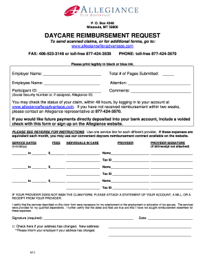 Daycare Reimbursement Request Form