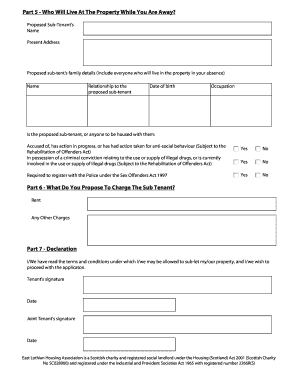 Application to Sub-Let Property