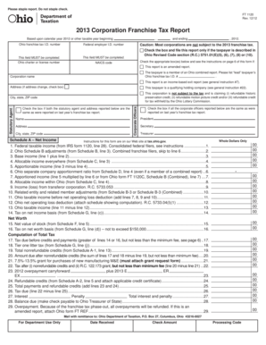 Ohio 2013 Corporation Franchise Tax Report