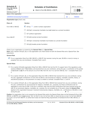 Schedule B Contributor Information Form