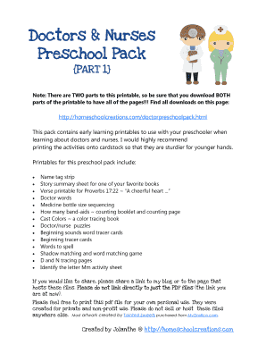 Preschool Doctor and Nurse Learning Pack