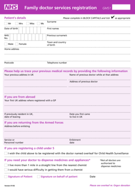 Family Doctor Services Registration GMS1