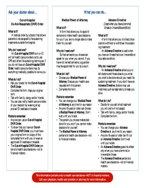Out-of-Hospital Medical Power of Attorney Advance Directive