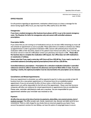 Specialty Clinic of Austin Office Policies