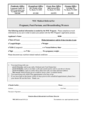 WIC Medical Referral Form