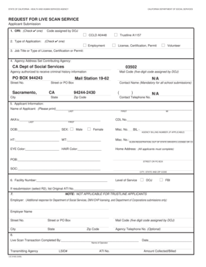 California Live Scan Request Form