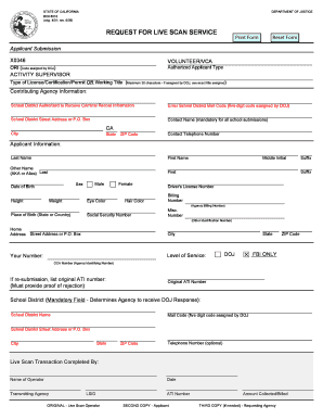 California Request for Live Scan Service