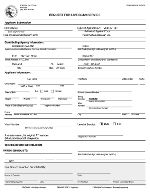 California Request for Live Scan Service