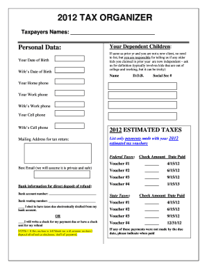 2012 Tax Organizer