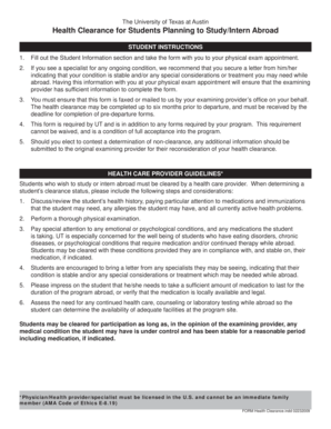 University of Texas Health Clearance Form