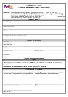 FedEx Invoice Online Customer Registration Form