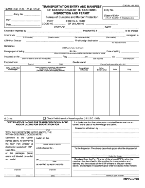 Transportation Entry and Manifest Form