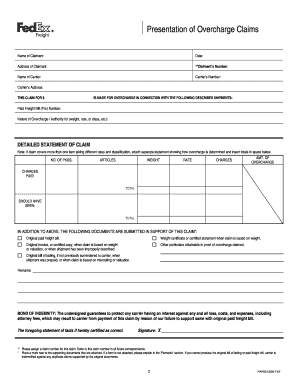 FedEx Freight Overcharge Claims Form