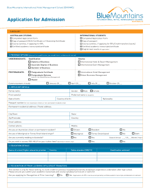Blue Mountains International Hotel Management School Application