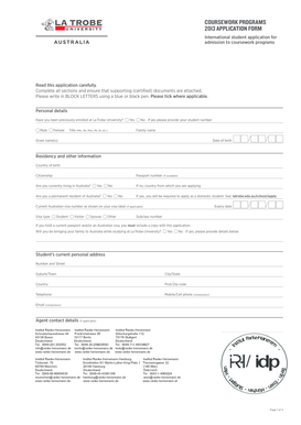 La Trobe University International Student Application Form