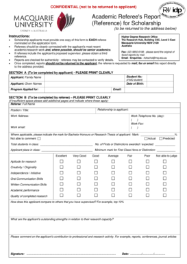 Academic Referee's Report for Scholarship