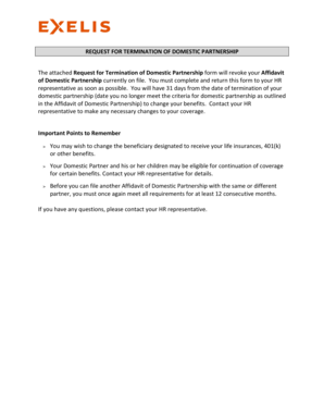 Request for Termination of Domestic Partnership