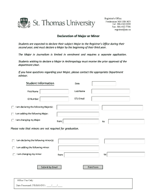 Declaration of Major or Minor Form