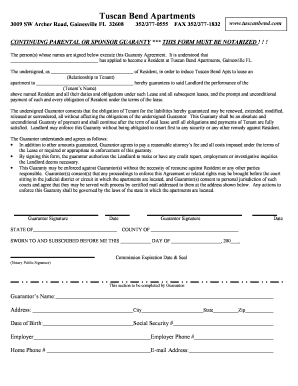 Continuing Parental Guaranty Agreement