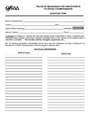 Rules of Behaviour - Ontario Federation of School Athletic bb - ofsaa on