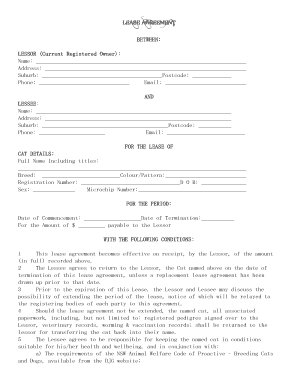 Cat Lease Agreement