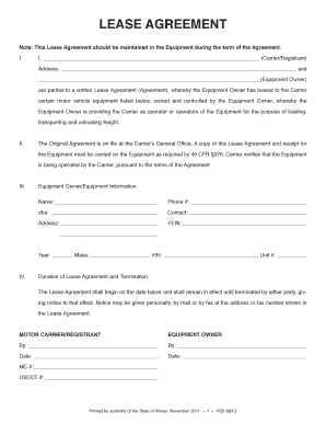 Motor Vehicle Lease Agreement