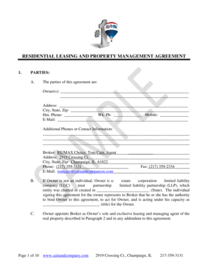 Residential Leasing and Property Management Agreement