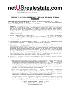 Exclusive Listing Agreement for Sale or Lease of Real Property