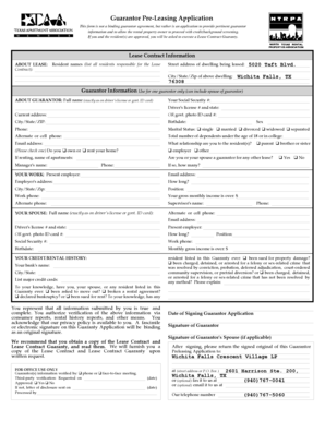 Guarantor Pre-Leasing Application