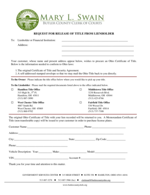 Request for Release of Title from Lienholder