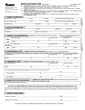 Virginia VSA 66 Title Application