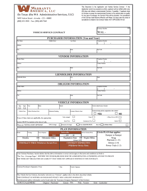 Vehicle Service Contract Application